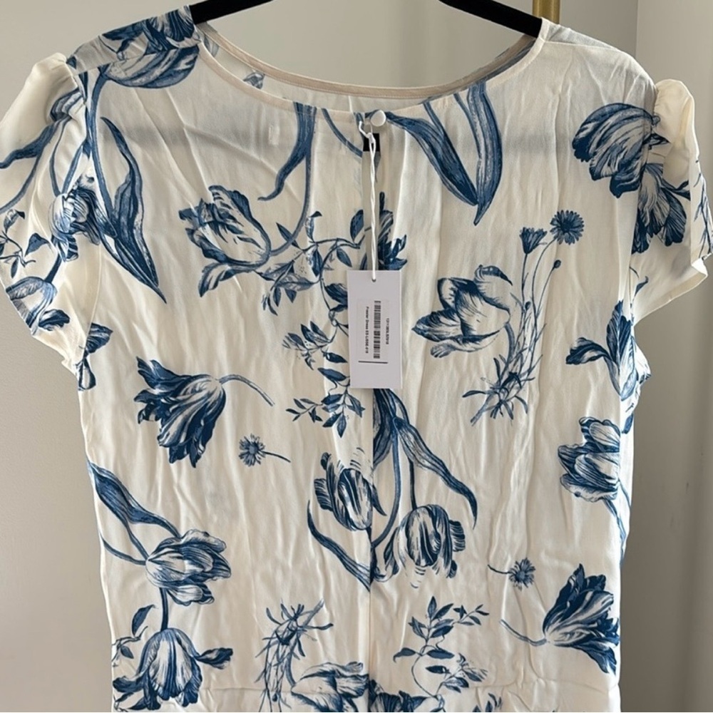 NWT Reformation Frasier Short Sleeve Midi Dress in Lise White Blue Size 18 - Picture 4 of 6
